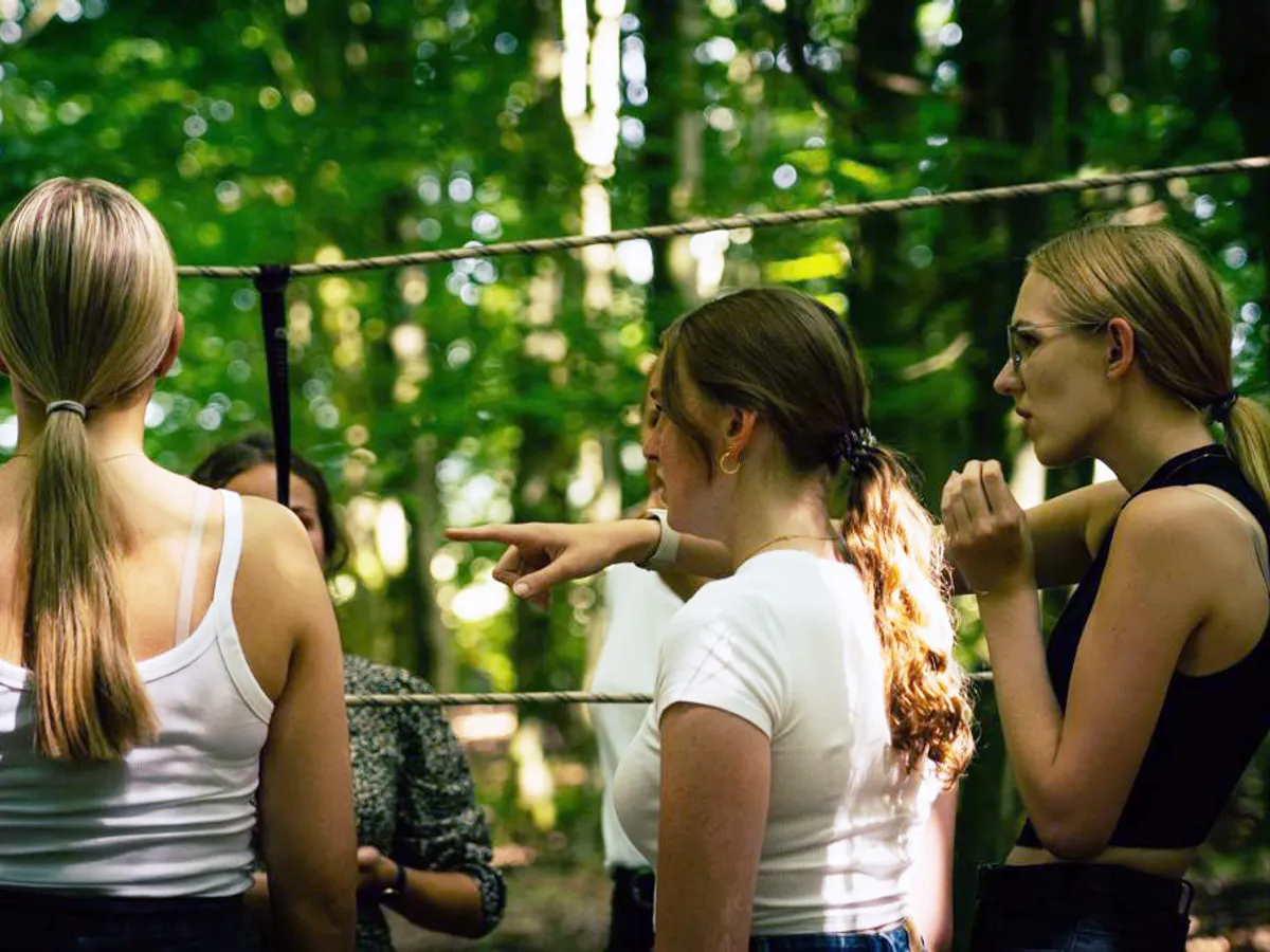 Teamwork im Wald